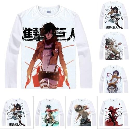 Coolprint Anime Shirt Attack on Titan T-Shirts Multi-style Long Sleeve Scout Regiment Mikasa Ackerman Cosplay Kawaii Shirts