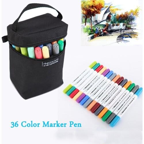 Finecolour 36 Colors Artist Double Headed Art Markers Pen Set Sketch Water Based Watercolor for Drawing Painting With Bag