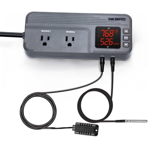 Inkbird 1800W Digital Temperature and Humidity Controller 12 Period Time C/F Display Multifunction ITC-608T Supports calibration