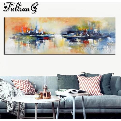 FULLCANG Abstract colorful landscape diy 5d full diamond embroidery large mosaic canvas painting sale home decoration FC3155