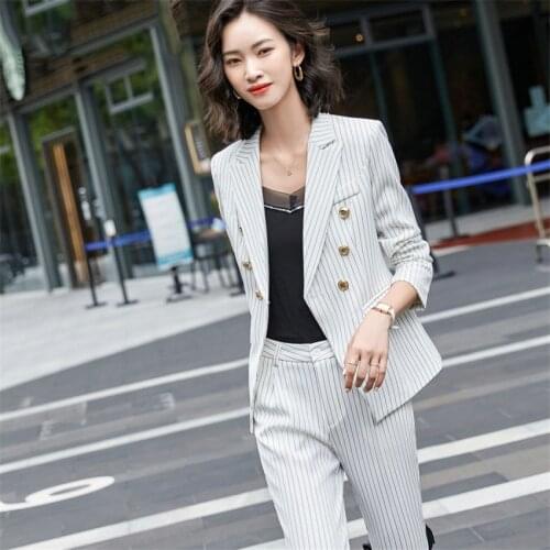 Business Pant Suits Ol 2 Piece Set For Women Business Interview Suit Set Uniform Slim Blazer And Pencil Pant Office Lady Suit
