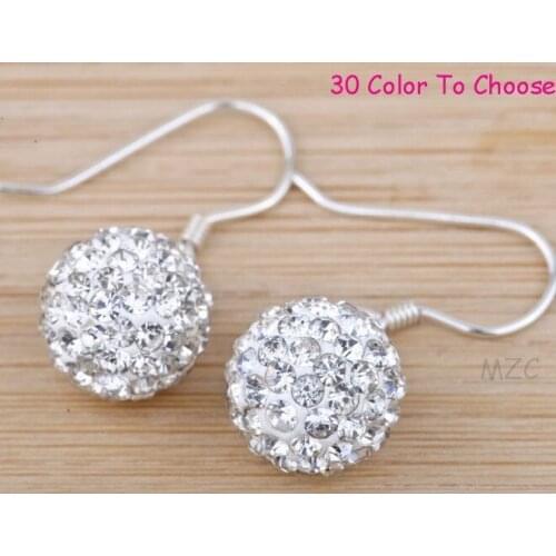 Fdg34n Mix Color DHL Free 10mm Hot Studs Earrings Micro Pave Disco Ball beads hot best Clay Jewelry crystal