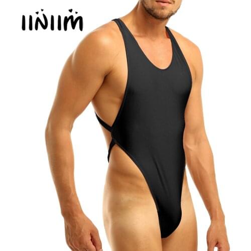 Mens Sissy Lingerie Bodysuit Sleeveless Criss-Cross Backless High Cut Thong Leotard Jumpsuit Bodycon Bodystocking Underwear
