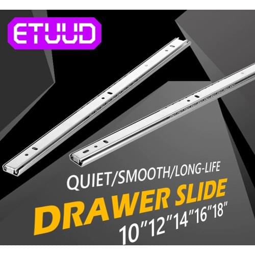 2pcs = 1 Pair 10" 12" 14" 16" 18" Cold-rolled Steel Drawer Slides Soft Close Drawer Track Rail Sliding 2 Sections Cabinet Slides