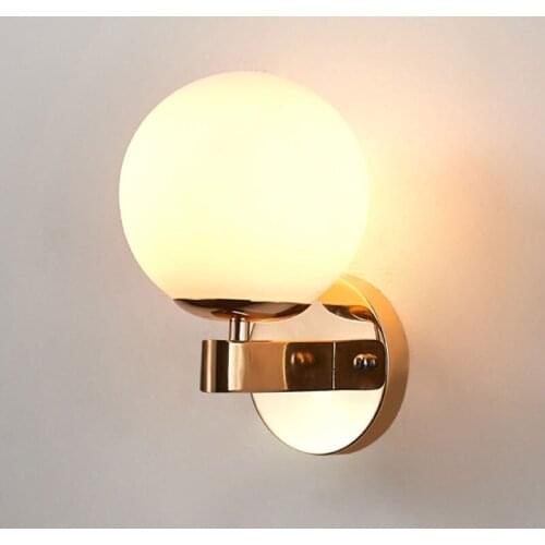 Gold Silver Wall Lamps Modern Glass Ball Wall Sconce Bathroom Light Fixtures Bedroom Indoor Lamp Mirror Lights Industrial Decor