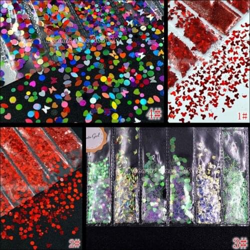 1 Pack Mix Shapes Mix Colors Glitter Various Geometric Butterfly Strips Sequins Nail Art Slice Stickers Decorations DIY Tips