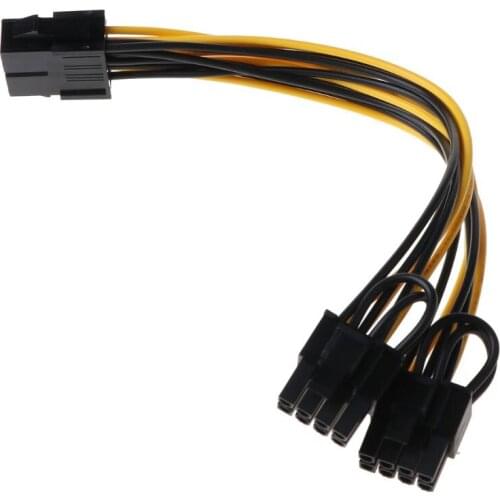 CPU 8-Pin To Double PCI-E 8-Pin (6P+2P) Splitter Cable Power Supply Cord 25cm
