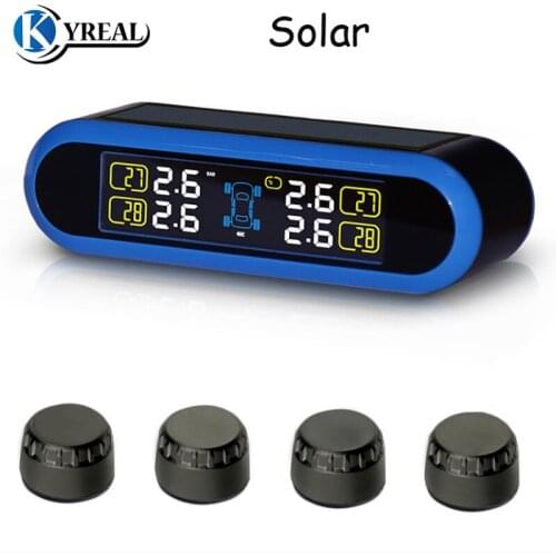 Solar TPMS Car Tire Pressure Monitoring System With 4 pcs External Sensors For All Cars Tire Pressure Wireless Alarm