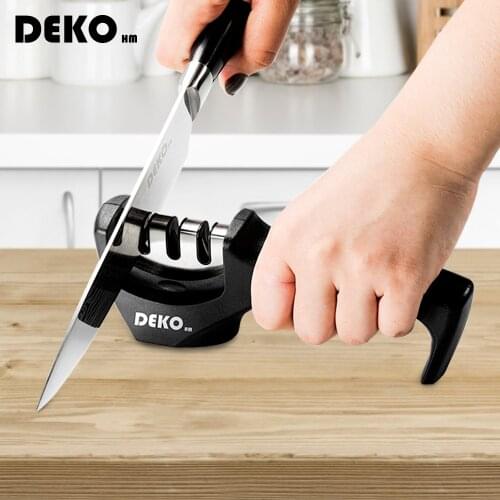 DEKO Stainless steel knife sharpener kitchen professional three section quick knife sharpener tools kitchen accessories
