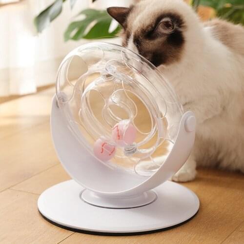 MADDEN Funny Cat Toy Turntable Ball Puzzle Interactive Toy for Cats Kitten Training Amusement Rotating Space Cup Cat Accessories