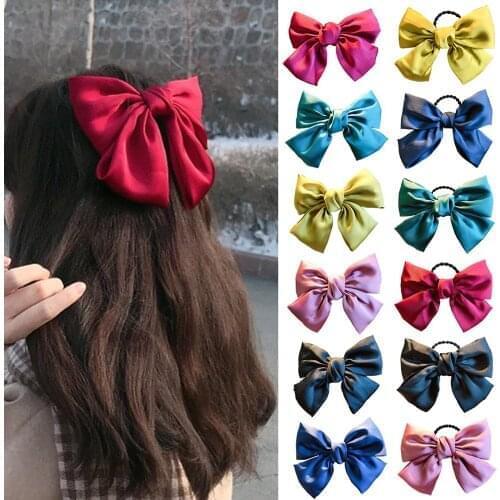 Girls Student Big Red Bow Hair Clip Women Spring Clamp Temperament Headdress Back Head Spoon Clips
