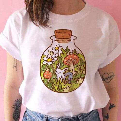 Plant In A Bottle Printed Cartoon Women Summer Shirt Vetement Feminino Street Fashion Beautiful T-shirt Women Fashion Clothes