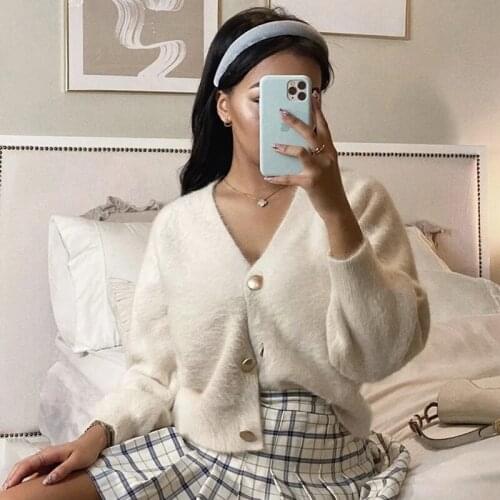 Foridol casual fluffy oversized cardigans women button loose v neck knitted sweater cardigans fuzzy autumn winter cardigan top