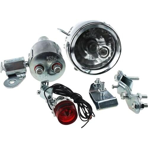 1 Set 12V 6W Dynamo Headlight & Tail Light Kit Set Fits Bicycles Motorized Bike