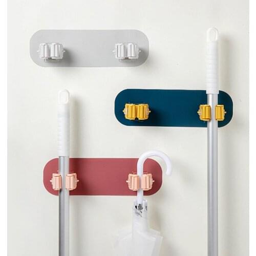 1 Pc Mop and Broom Holder Mop Organizer Garden Storage Rack Kitchen Tool Hanger Folding Rack Metal Tools Behind Doors/On Walls