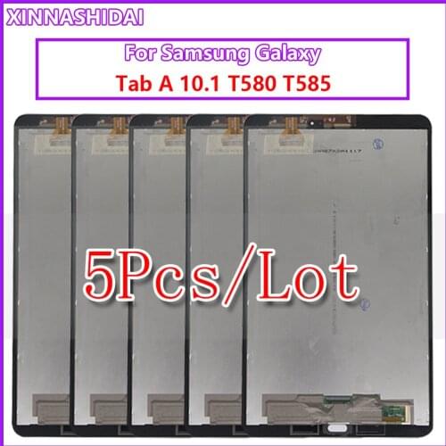 5 Pieces 5 PCS LCD For Samsung Tab A 10.1 T580 T585 SM-T580 Display Touch Screen Digitizer Sensors Assembly Panel Replacement