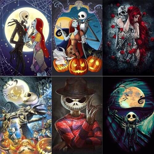 Home Decorative Diy Diamond Painting Skull girl Woman Cross Stitch Horror Halloween Needlework Full 5D Diamond Painting