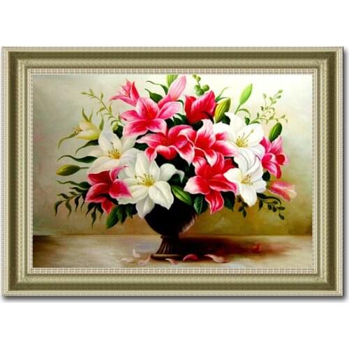 5d cube diamond flower vase painting lily series living room restaurant bedroom 3d round diamond cross stitch embroidery