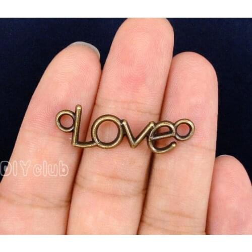 70pcs- Antique Bronze Love Connector Charms,Jewelry Accessories 34x11mm
