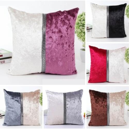 Velvet Cushion Cover Fashion Simple Patchwork Pillowcase Velvet Colorful Throw Pillowcase For Sofa Weding Decoration