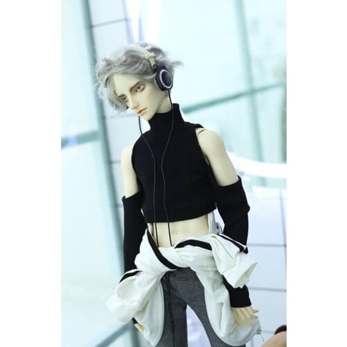 BJD doll clothes for 1/4 1/3 size uncle shirt black high neck shirt waist and shoulder bare knit top sweater doll accessories