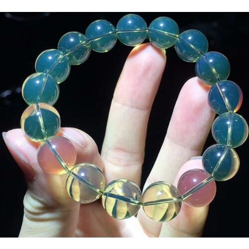 3A blue Amber round 8-20MM bracelet 7.5inch FPPJ wholesale beads nature