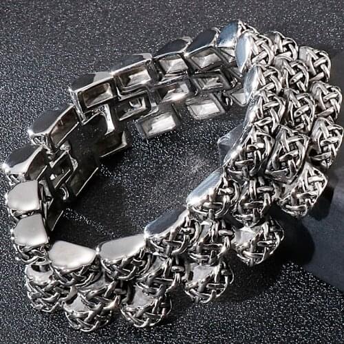 Titanium Bracelet Men 20.5MM Cast Metal Stainless Steel Mens On Hand Bracelets Male Jewellery Accessories Iron Mannen Armband