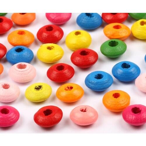 12x6mm Color Mix Natural Wood Beads Wooden 12x6mm Round Spacer Loose Beads For Jewelry Making DIY Jewelry Accessories 100pcs