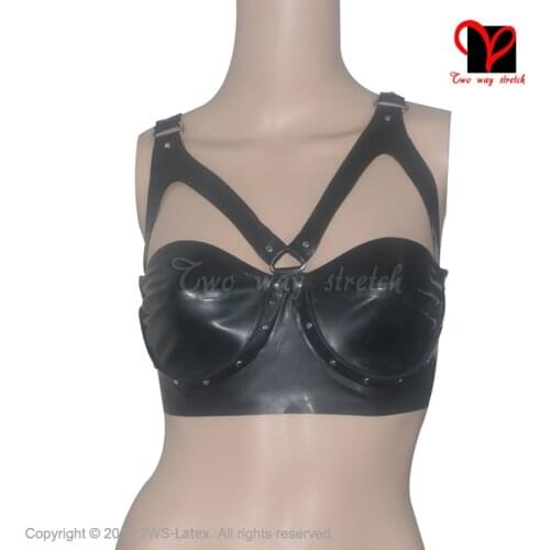 Push Up Halter Half Cup D Ring Rivet Latex Bra Rubber Bralette Brassiere Crop Top Lingerie Bustier Plus Size XXXL NY-001