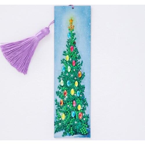 DIY 5D Diamond Painting Christmas Tree Bookmark Diamond Embroidery Craft Tassel Book Marks for Books Christmas Gifts