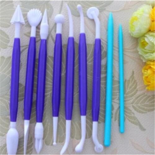 DIY 9pcs Engraving pen Liquid silicone mold Fondant baking tool cake mould cake decorating tools Valentines Easter