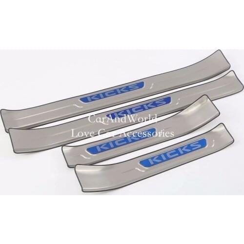 For Nissan Kicks 2016-2019 Exterior Door Sill Plate Cover Welcome Pedal Trim Frame Panel Stainless Steel Sticker Car Accessories