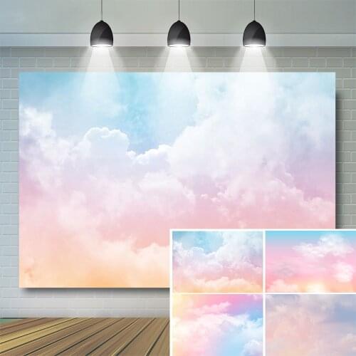 Colorful Clouds Themed Photography Backdrops Newborn Birthday Party Kid Photo Background Girl Customized Photocall Photo Studio