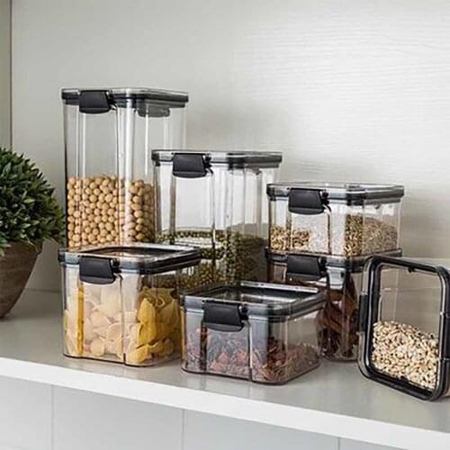 Sealed Jar Transparent Plastic Household Kitchen Spice Food Grade Nut Tea Storage Jar Grain Storage Box Large Capacity