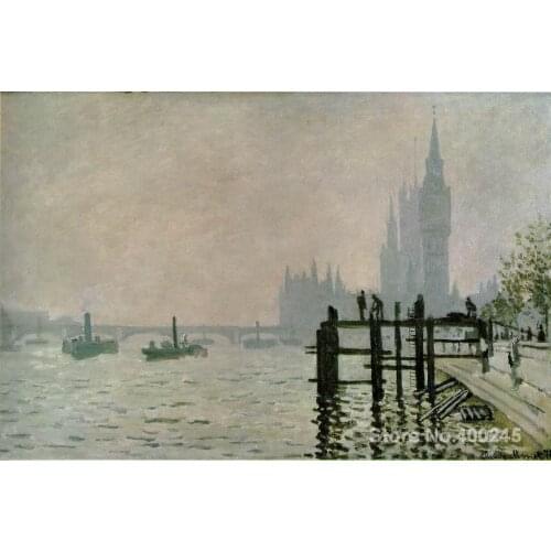 Art oil Painting for Living room The Thames at Westminster by Claude Monet Hand painted High quality