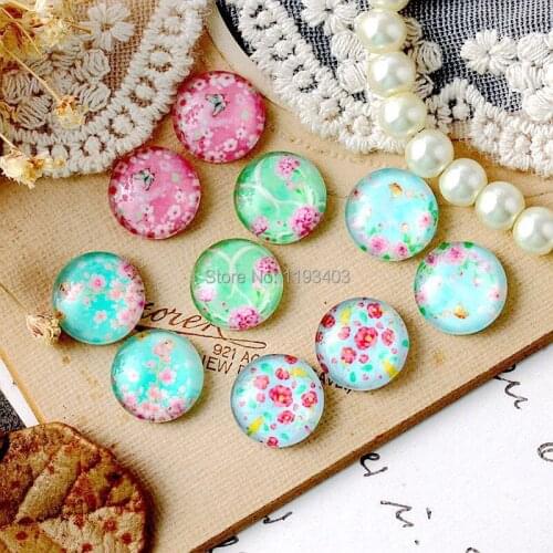 Min.mix order($9.9) 10pcs MIX 12mm Handmade Photo Round Glass Cabochon beads-Image Glass Cabochon-(Flower)-(HPGC-MIXSS-139)