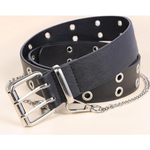 Fashion Alloy women Belts Chain luxury for Genuine Leather New style Pin Buckle Jeans Decorative Ladies Retro Decorative Punk