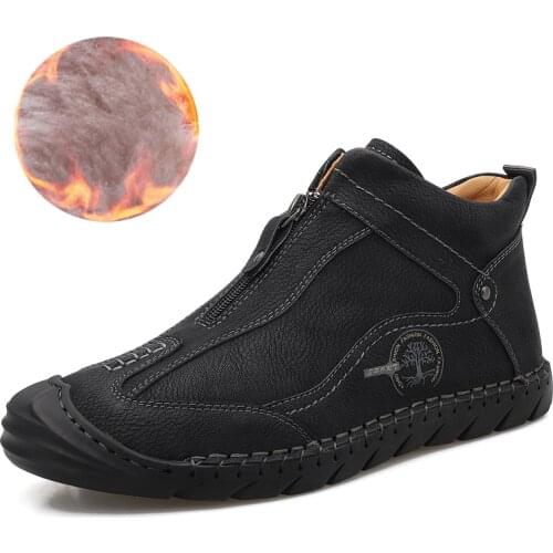 Mens Leather Shoes Trend Comfortable Sneakers Men Bootw Fashion Men High Top Sneakers Autumn And Winter Warm Men Shoes