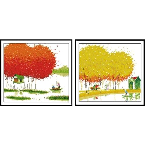 Happy of Good Harvest Patterns Cross Stitch Set DIY Needlework Kits 14CT 11CT Canvas Cross Embroidery Kit Counted Printed Fabric