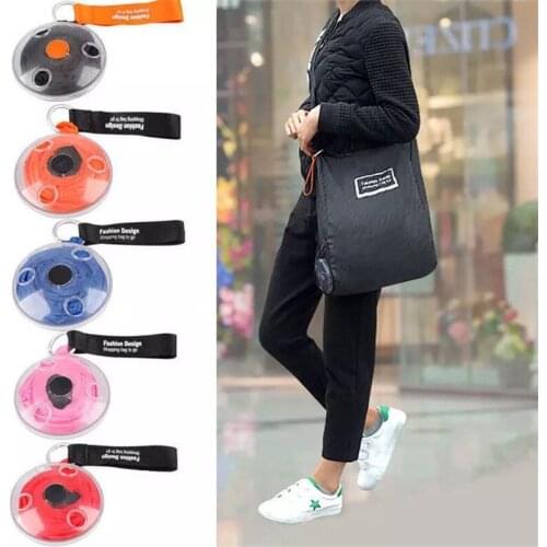 Portable Shopping Bag Round Telescopic Storage Pure Color Handbags Foldable Reusable Tote Shoulder Large Capacity Travel Bag