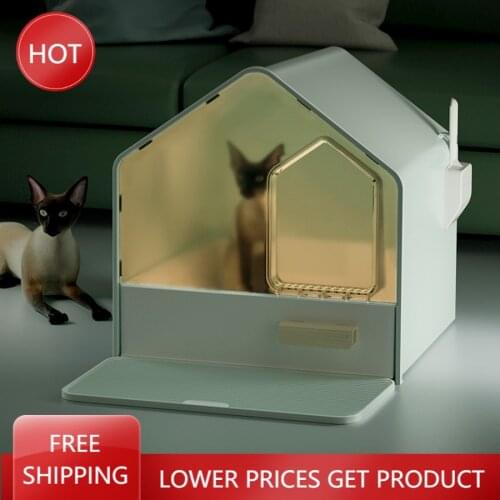 Transparent Cat Litter Box Furniture Indoor Basin Fully Enclosed Anti Splash Kitten Bedpans Arenero Gato Cerrado Pet Accessories