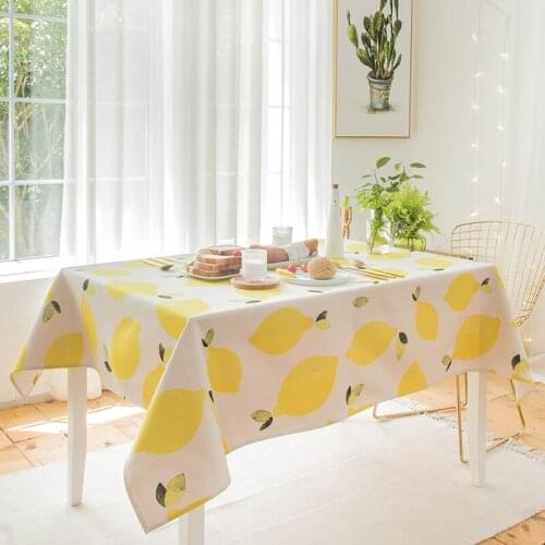 Rectangle minimalist tablecloth lemon printed table cover thicked table cloth home kitchen outdoor party banquet decoration