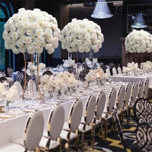 Luxury Customized Big 3/4 Artificial Flower Ball Rose Bouquet Flower Arrangement For Wedding Table Centerpieces Road Lead Floral