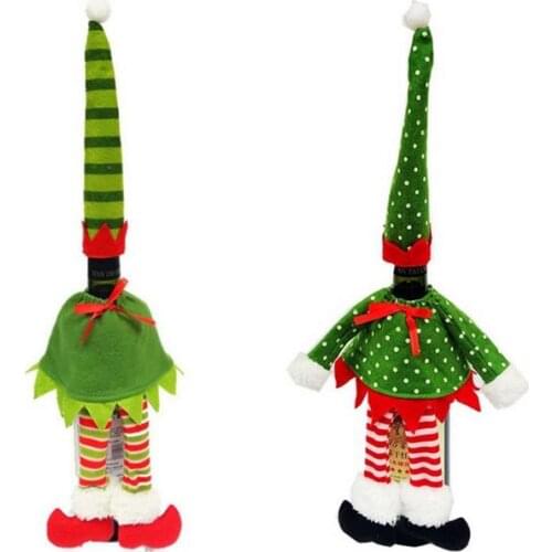 Christmas Decoration supplies Polka Dot /stripe red Wine Bottle Cover Bags For Christmas home party red Wine Bottle decor