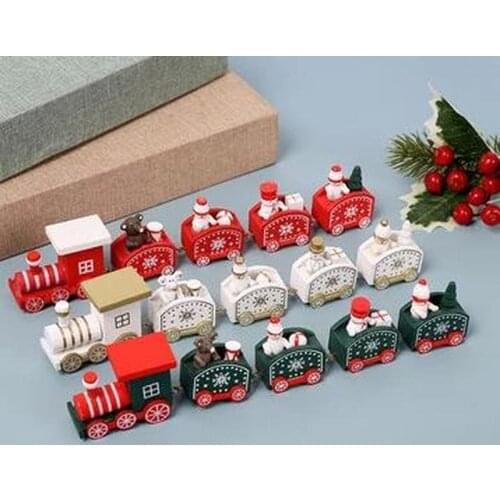 Christmas Train 4 Knots Painted Merry Christmas Decorations for Home Wooden Santa Kids Toys Gifts Ornament New Year 2022 Navidad