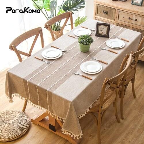 INS Jacquard Imitated Cotton Linen Embroidered Tassel Tablecloth Lace Geometric Rectangular Dining Table Coffee Table Tablecloth