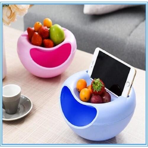 Modern Living Room Creative Shape Lazy Snack Bowl Plastic Bowl Double Layers Snack Storage Box Bowl Lazy Fruit Melon Seeds Plate