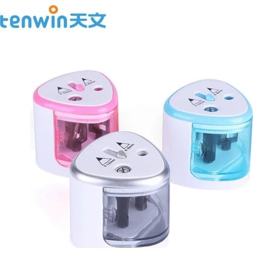 Tenwin New Automatic pencil sharpener Two-hole Electric Switch Pencil Sharpener stationery Home Office School Supplies