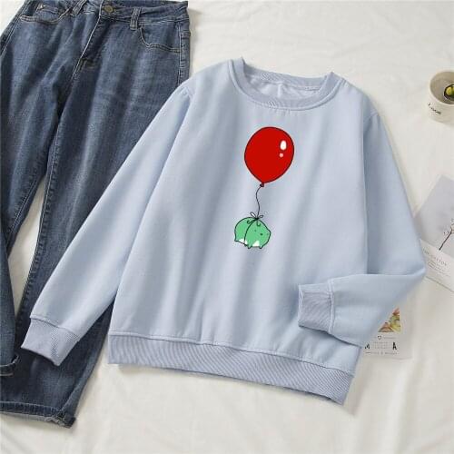 Oversized Hoodie Women Autumn Thicken Loose Hooded Cotton Sweatshirt Harajuku Funny Frog Printed Hoodies Pullover Hip Hop Coat