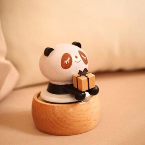 Creative wooden crafts tabletop decoration gifts Panda Music Box Music Box